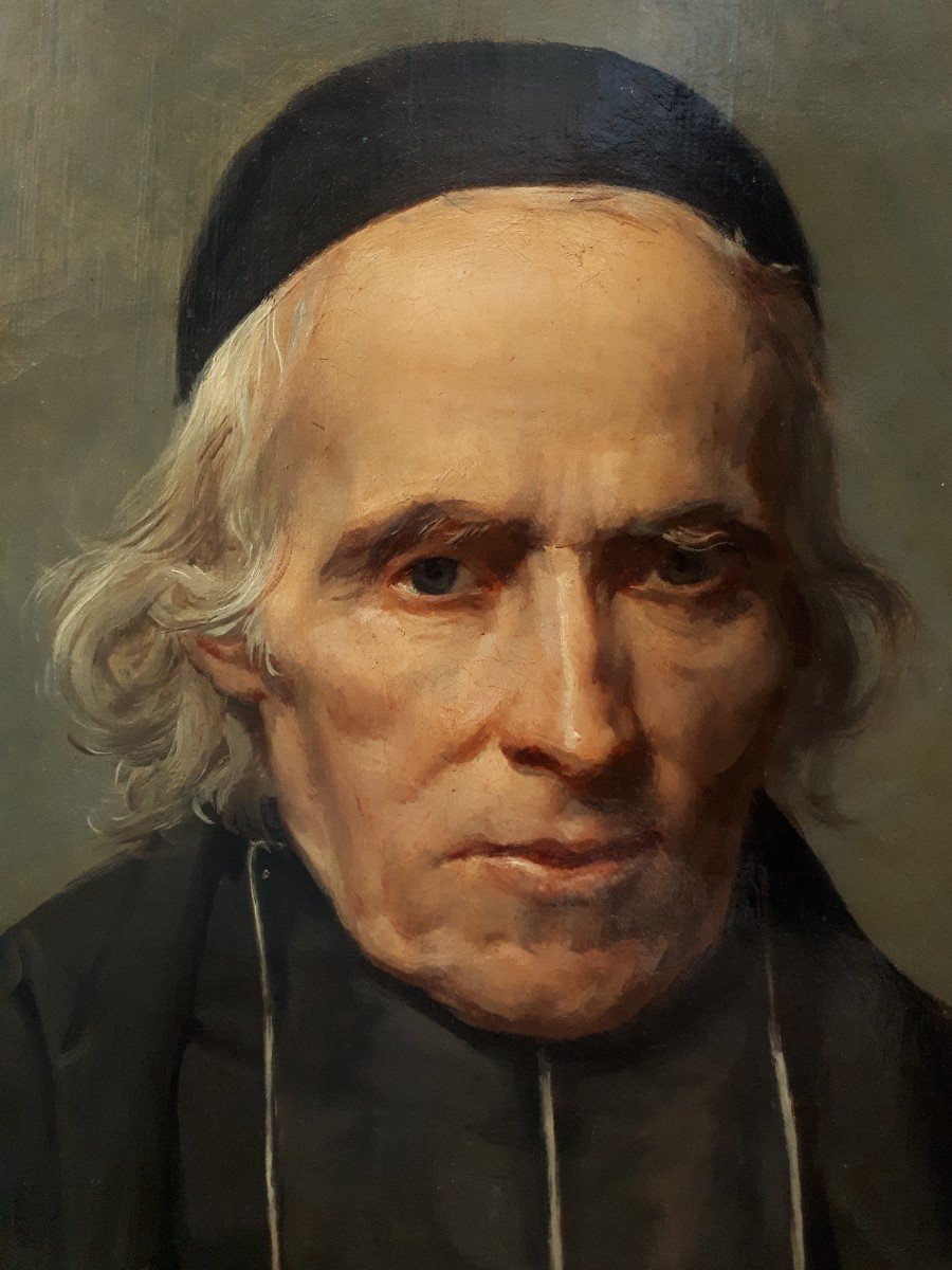 Louis Charles Auguste Couder (1789-1873) Oil On Canvas Ecclesiastical Portrait 1853 19th-photo-3