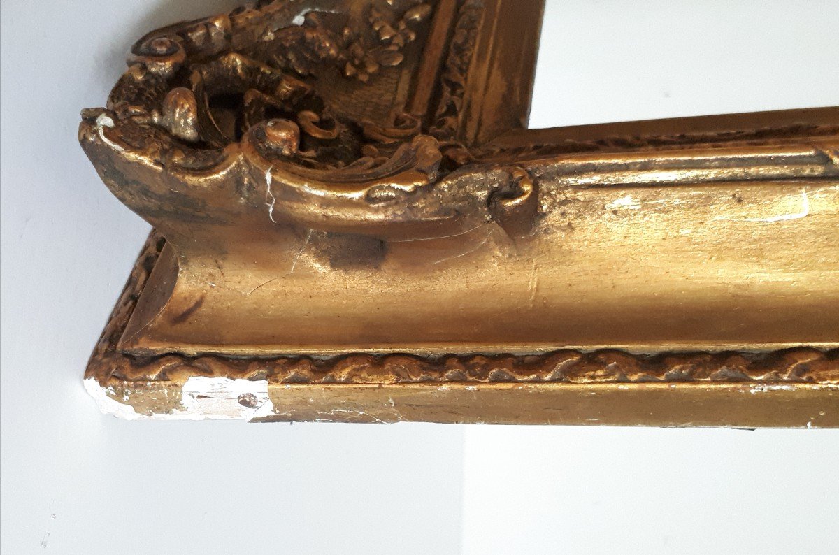 Cadre style Louis XV en bois doré XIXème-photo-4
