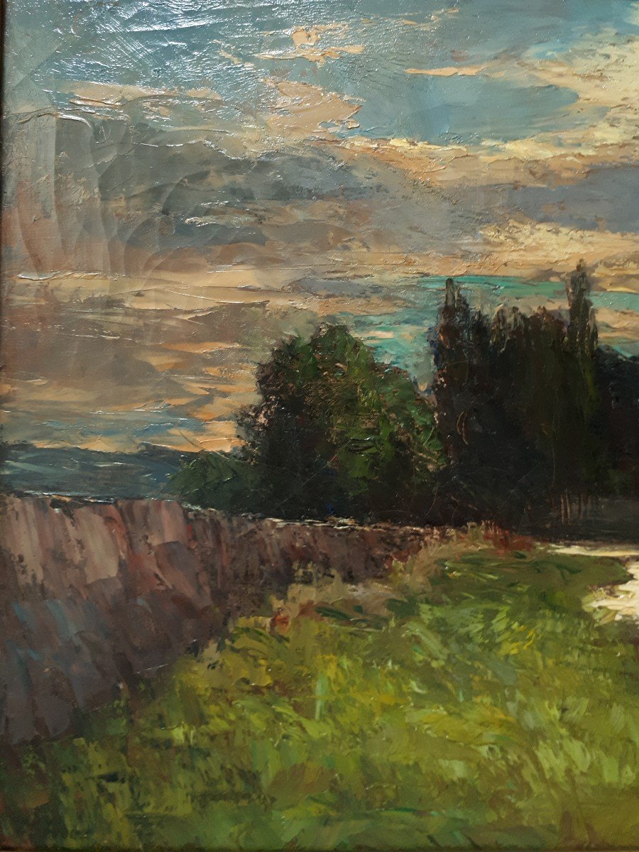 Joseph TREVOUX (1831-1909) huile sur toile paysage rivière environs de Lyon 19ème-photo-2