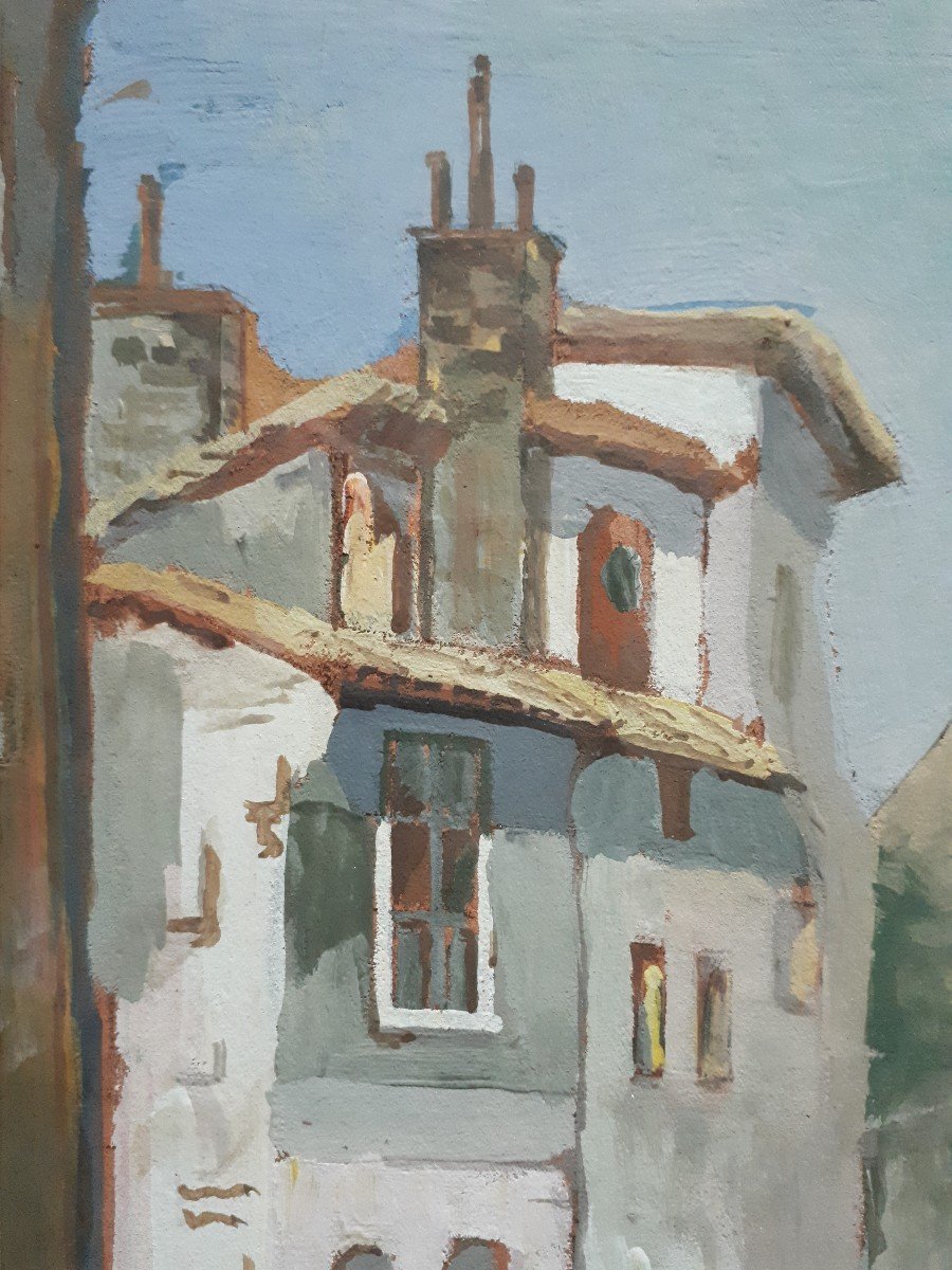 Michel Petrovitch KRETILINE (né en 1875) Ecole russe gouache paysage citadin-photo-4