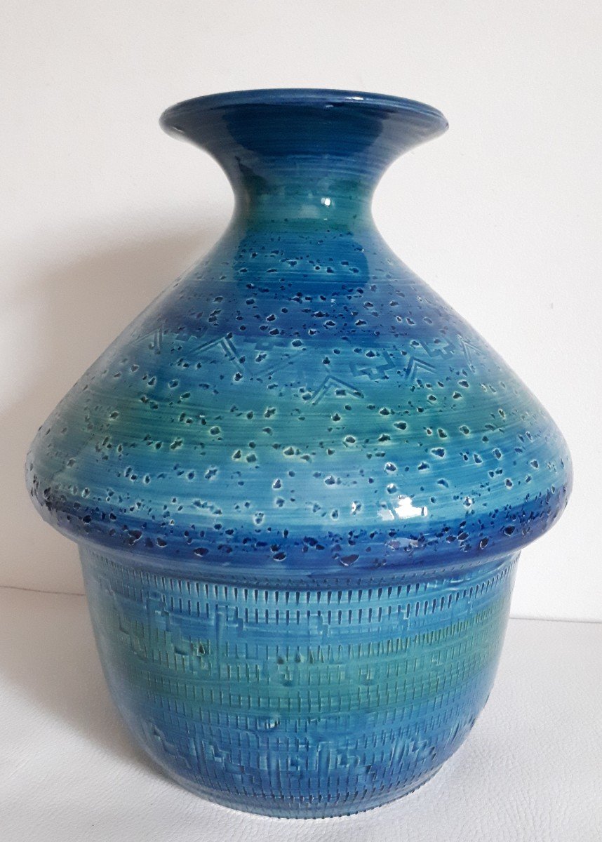 Vase céramique Rimini Blu par Aldo LONDI pour BITOSSI 1960