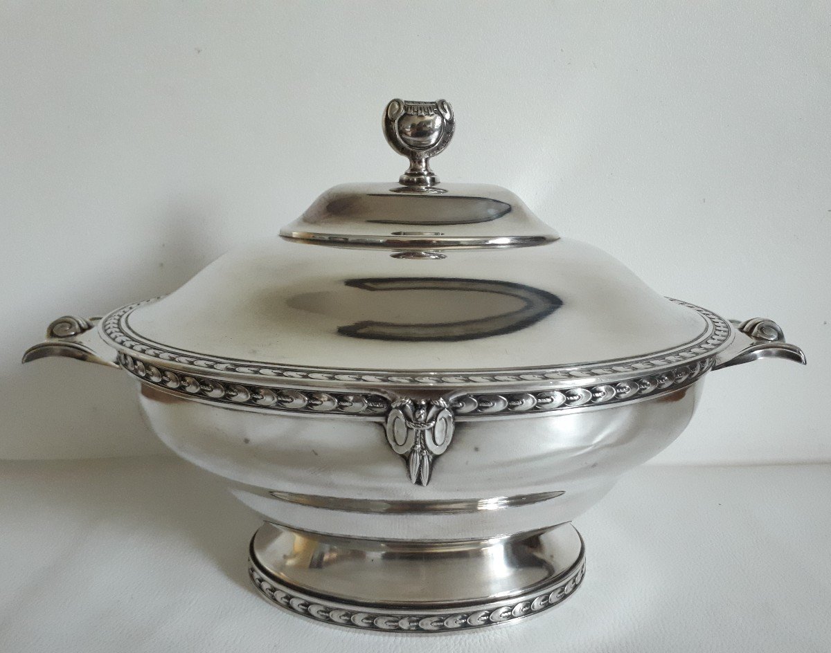 Roux-marquiand Silversmith Vegetable Soup Tureen In Silver Metal Louis XVI Style-photo-3