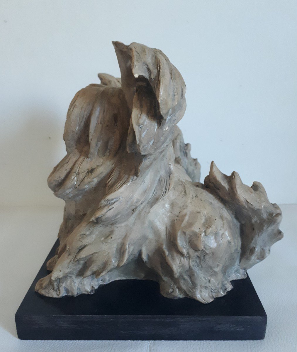 Guido CACCIAPUOTI (1892-1953) Italie sculpture animalière en terre cuite chiens-photo-1