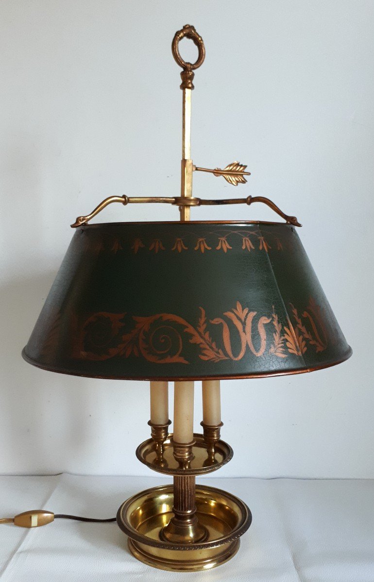 Grande lampe bouillotte en bronze doré de style Louis XVI-photo-2