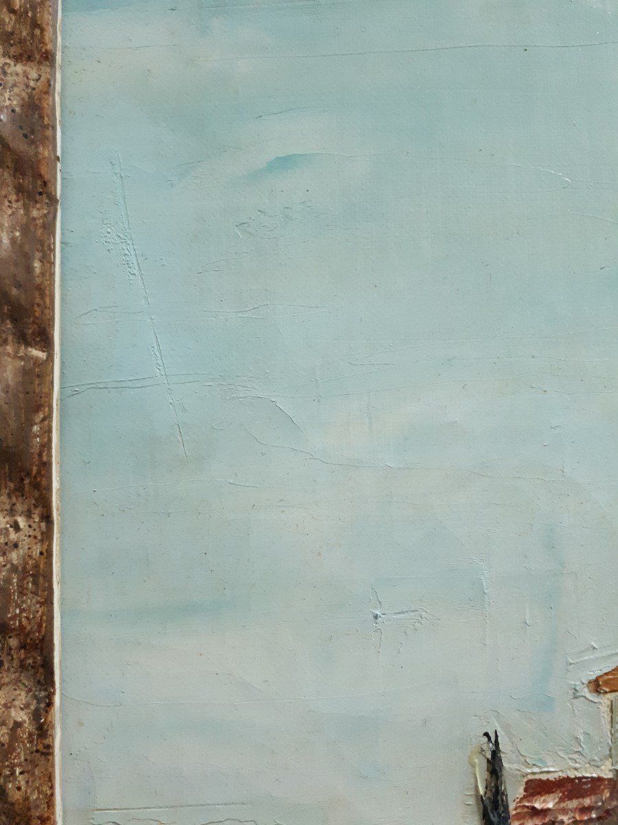Tableau huile sur toile paysage de Provence Y. MARCHAND cadre Montparnasse-photo-6