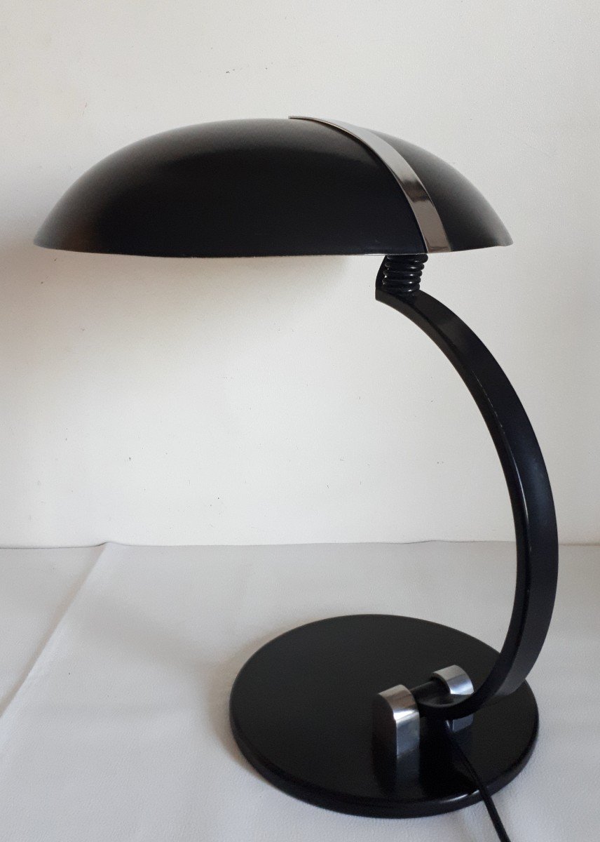 Importante lampe de bureau en métal laqué noir 1970 design-photo-4