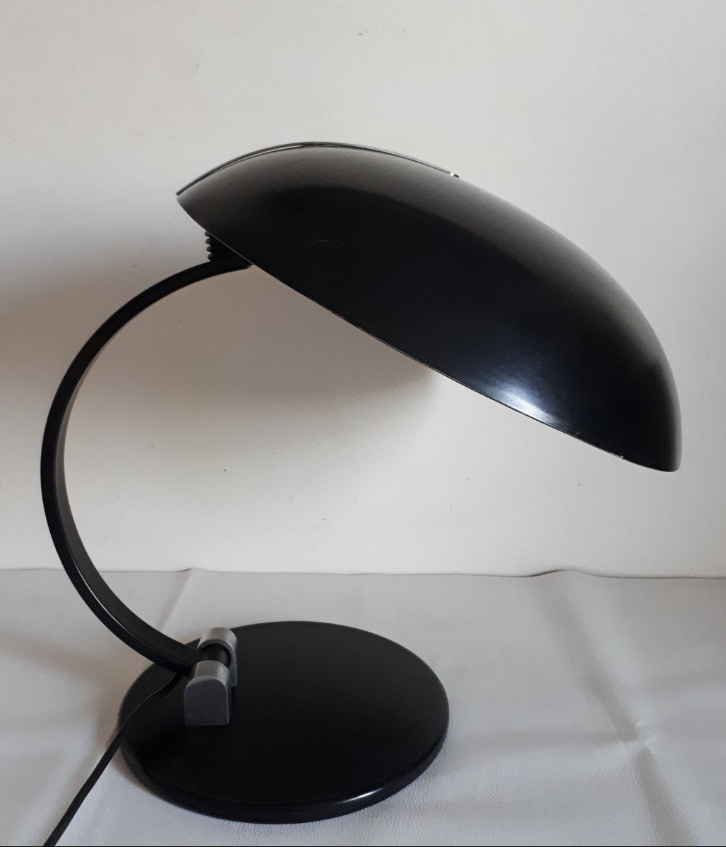 Importante lampe de bureau en métal laqué noir 1970 design-photo-1