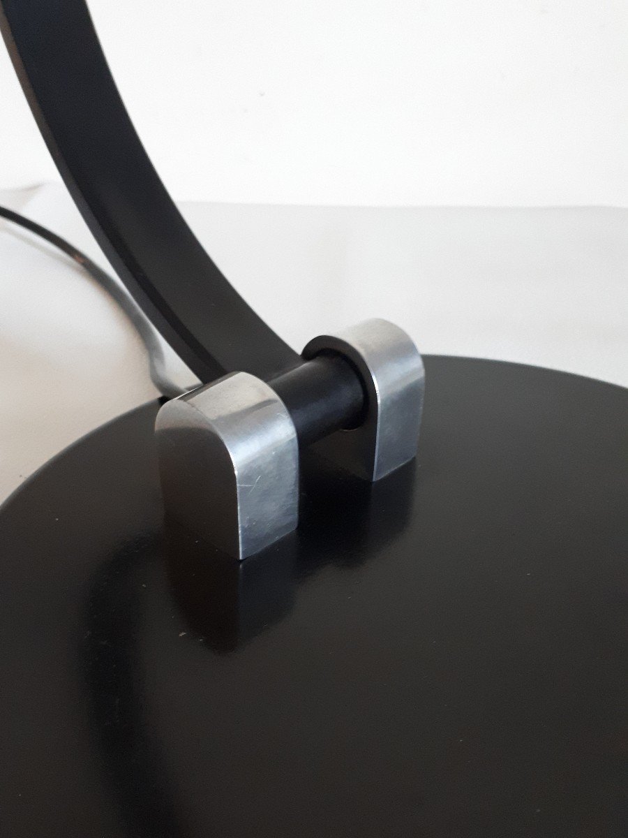 Importante lampe de bureau en métal laqué noir 1970 design-photo-3