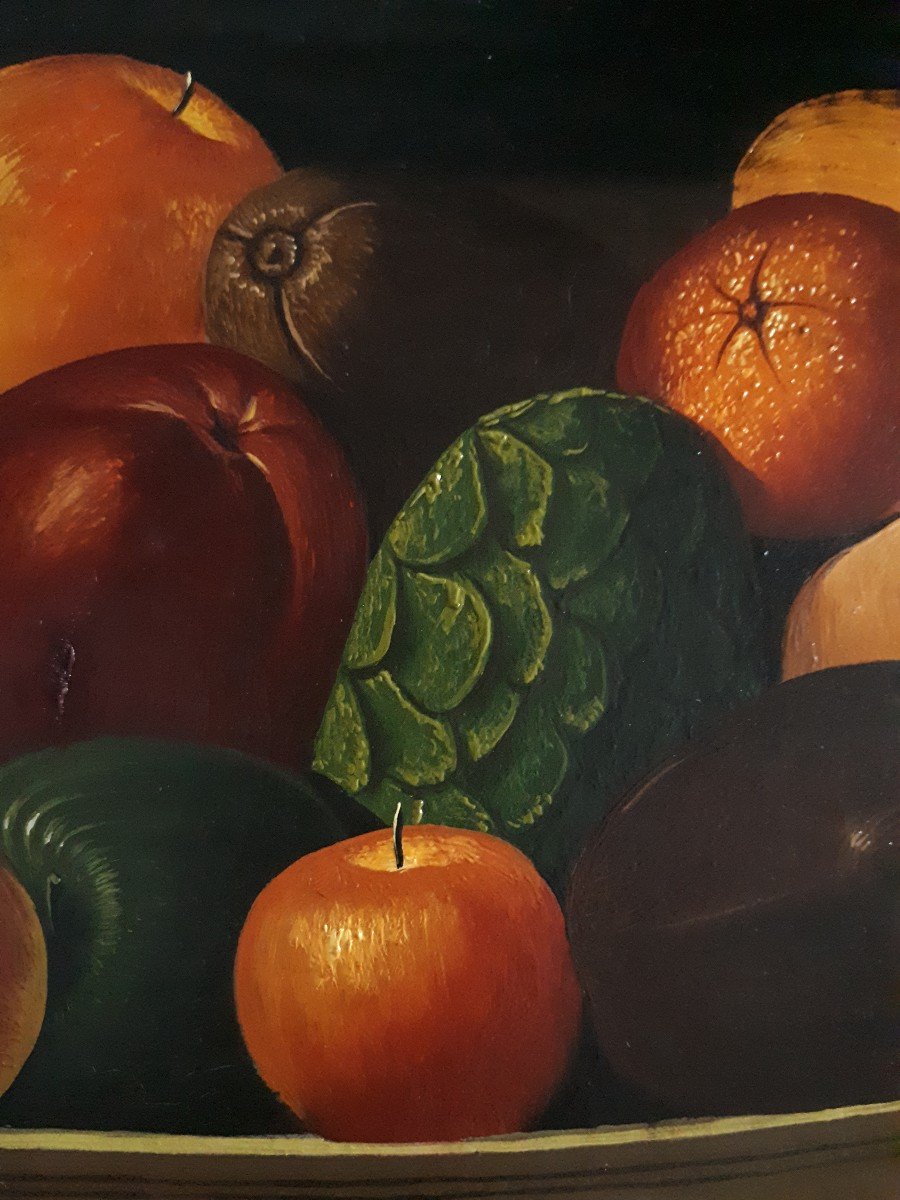 Tableau huile sur toile nature morte aux fruits fin 19ème-photo-2