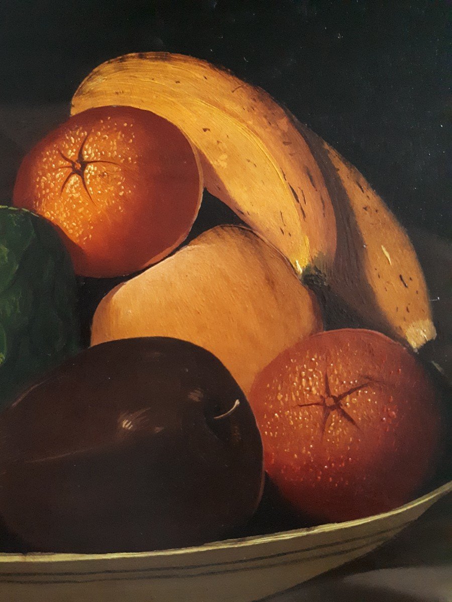 Tableau huile sur toile nature morte aux fruits fin 19ème-photo-3
