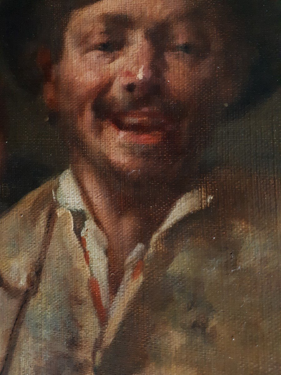 J. Esteve Oil On Canvas Portrait Of Two Characters Men Late 19th Century-photo-3