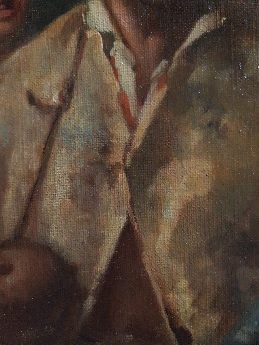 J. Esteve Oil On Canvas Portrait Of Two Characters Men Late 19th Century-photo-4
