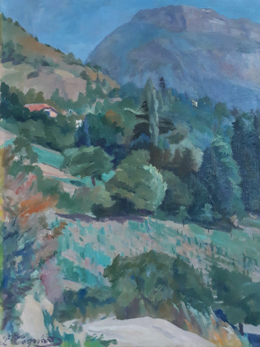 Louise Tagnard (1879-1970) Oil On Canvas Landscape La Tronche Mont Saint-eynard-photo-2
