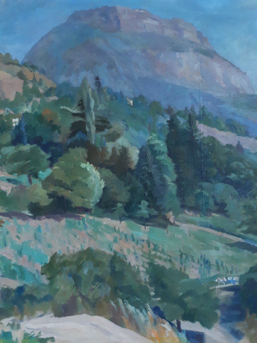 Louise Tagnard (1879-1970) Oil On Canvas Landscape La Tronche Mont Saint-eynard-photo-3