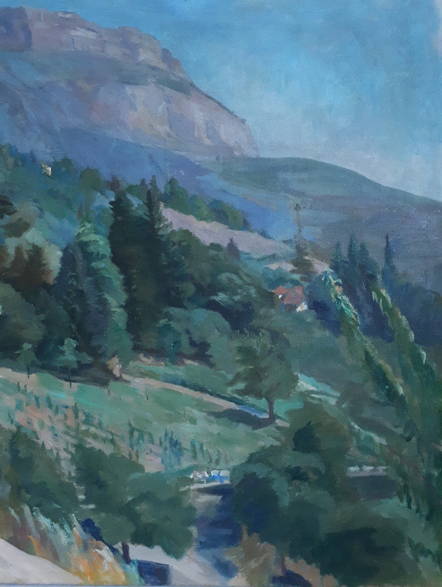 Louise Tagnard (1879-1970) Oil On Canvas Landscape La Tronche Mont Saint-eynard-photo-4
