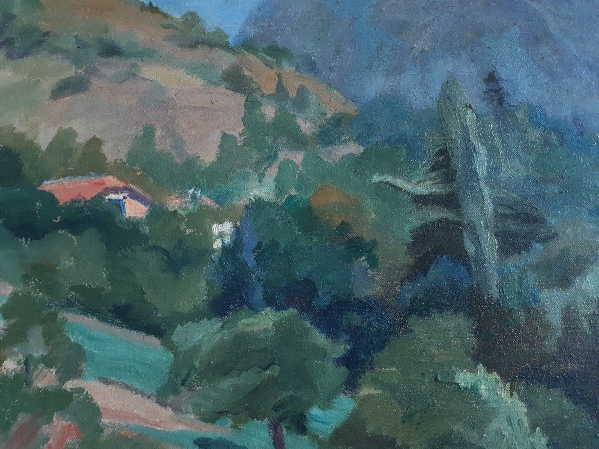 Louise Tagnard (1879-1970) Oil On Canvas Landscape La Tronche Mont Saint-eynard-photo-1