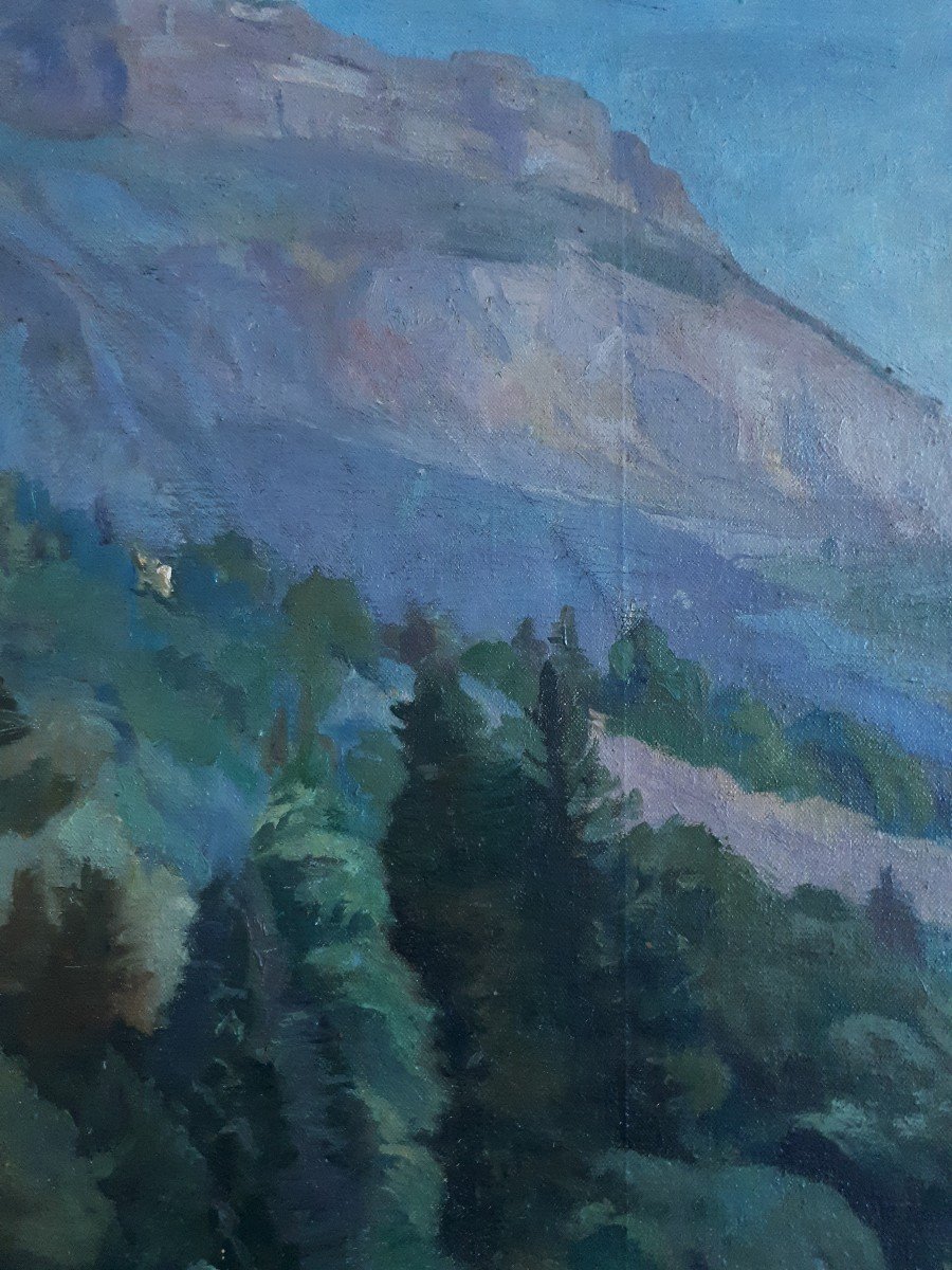 Louise Tagnard (1879-1970) Oil On Canvas Landscape La Tronche Mont Saint-eynard-photo-5