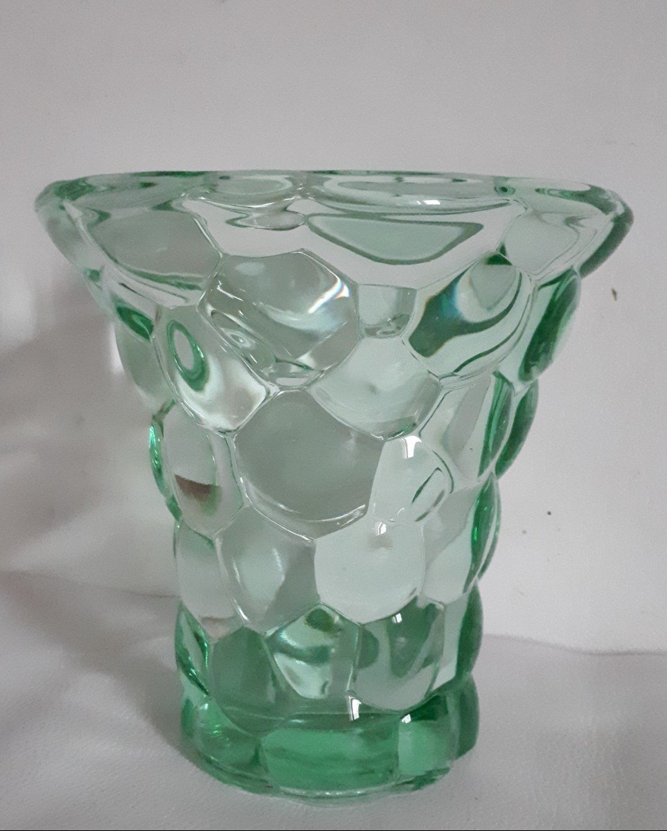 Pierre D'AVESN (1901-1990) vase en verre nid d'abeille 1930 Art Déco-photo-2