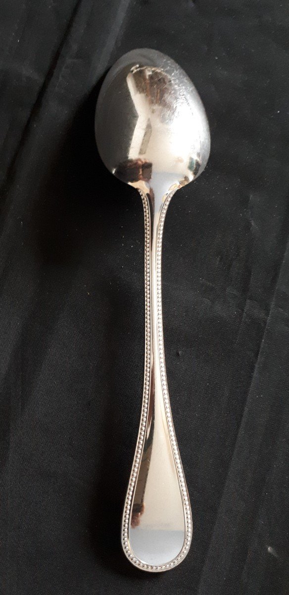 Christofle Silverware 12 Cutlery Spoons Silver Plated Pearl Model-photo-4