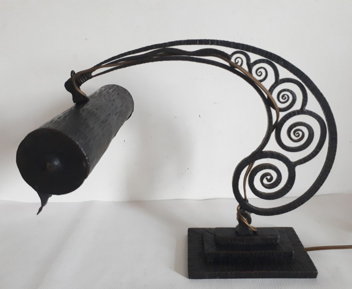 Lampe de bureau en fer forgé 1920 / 1930 Art Déco-photo-3