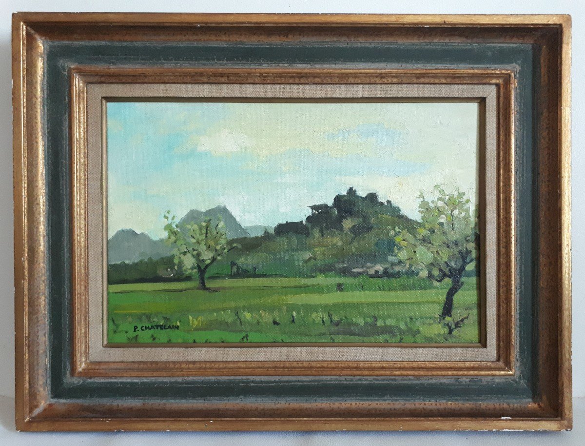 Paul Chatelain (1913-2000) Oil On Canvas Landscape Lyon School