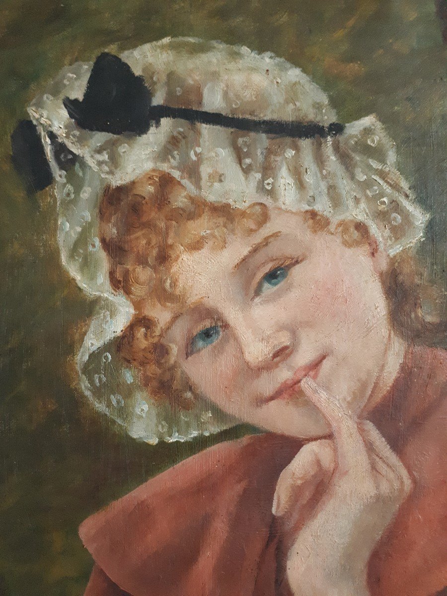 Marguerite Brun (19th-20th Century) Oil On Canvas Portrait Of A Young Woman-photo-3