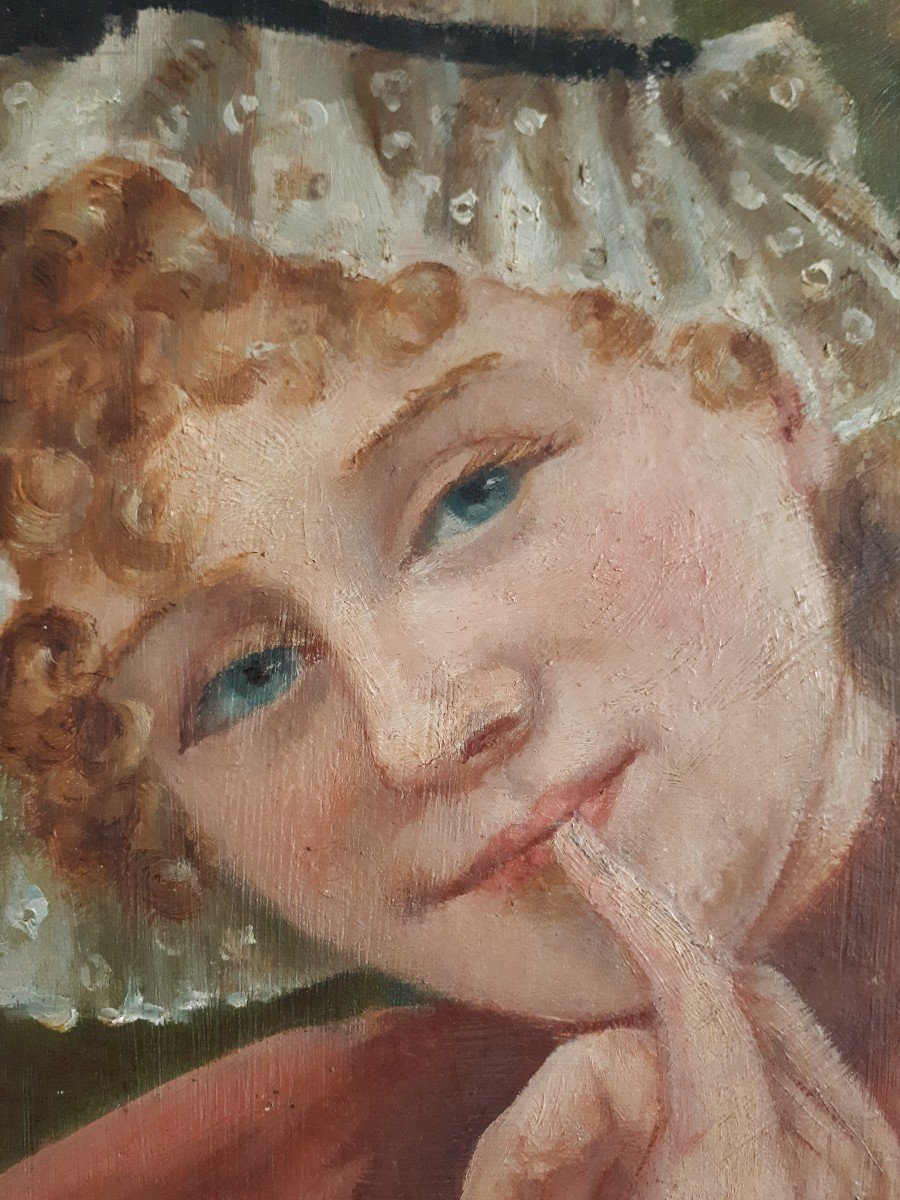 Marguerite BRUN (XIXe-XXe) huile sur toile portrait de jeune femme jeune fille-photo-4