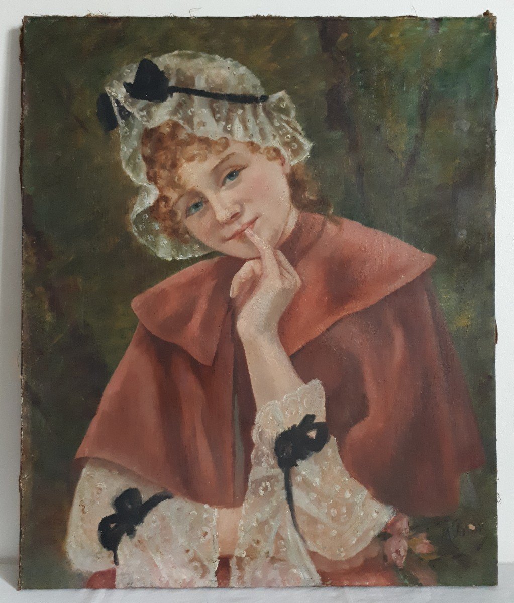 Marguerite Brun (19th-20th Century) Oil On Canvas Portrait Of A Young Woman-photo-2