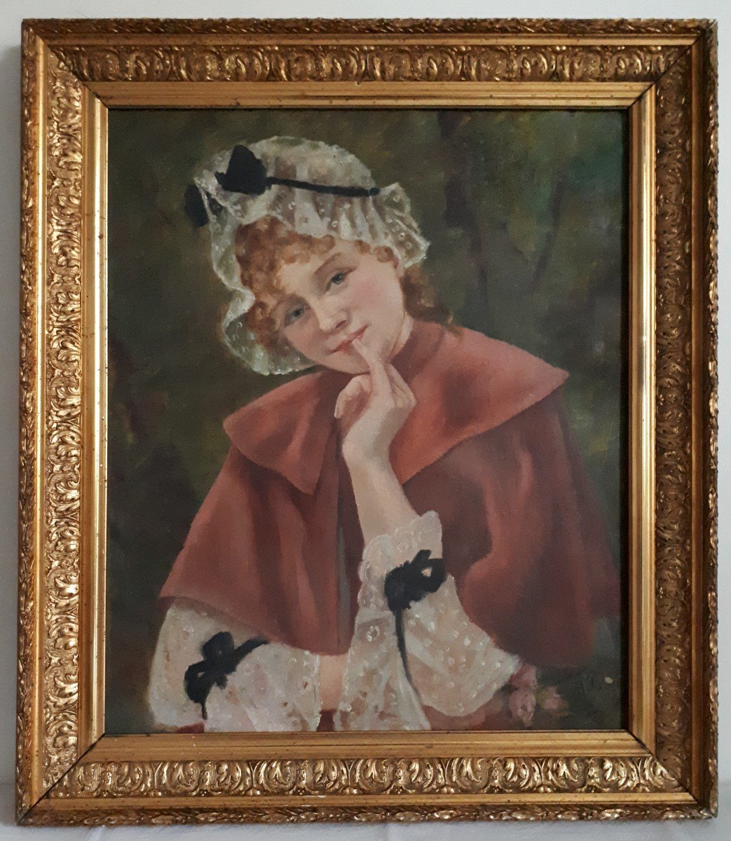 Marguerite Brun (19th-20th Century) Oil On Canvas Portrait Of A Young Woman