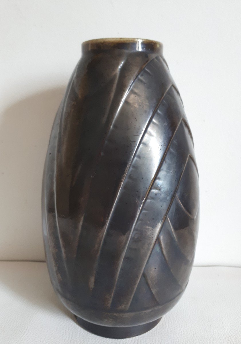 Vase en céramique lustrée Faïencerie du Rhône Labrut Frères 1930 Art Déco-photo-2