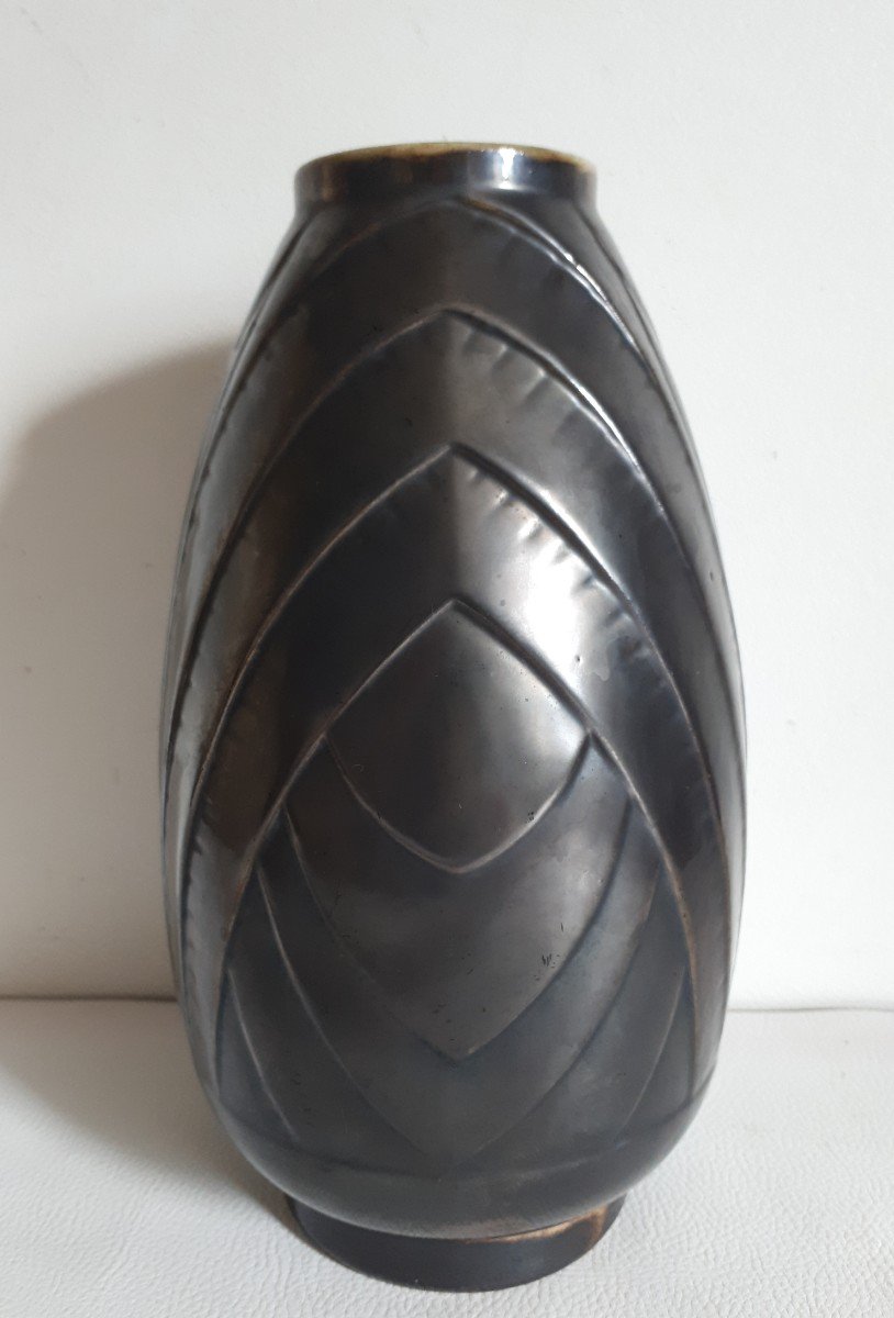 Glossy Ceramic Vase Faiencerie Du Rhône Labrut Frères 1930 Art Deco-photo-4