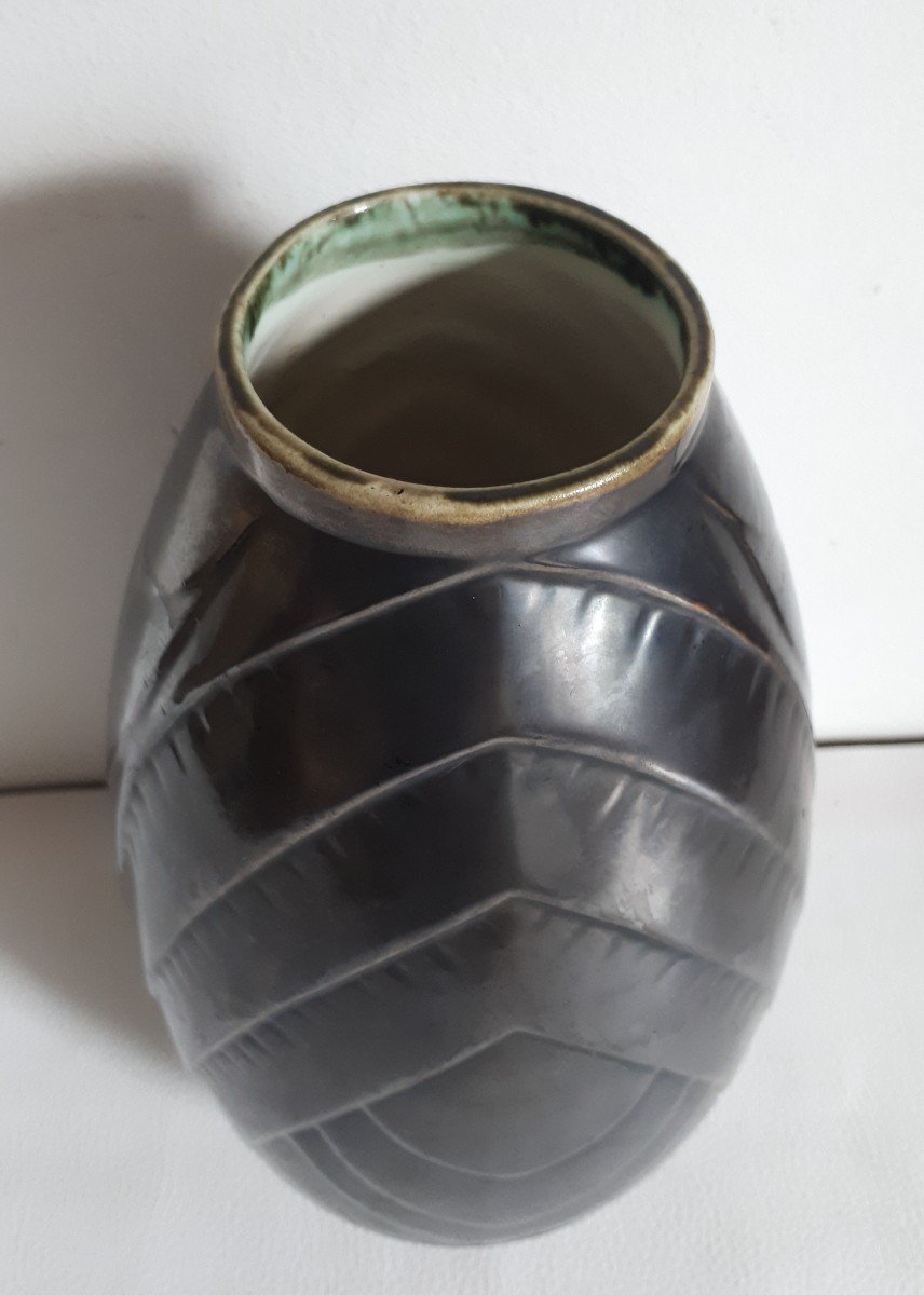 Vase en céramique lustrée Faïencerie du Rhône Labrut Frères 1930 Art Déco-photo-3