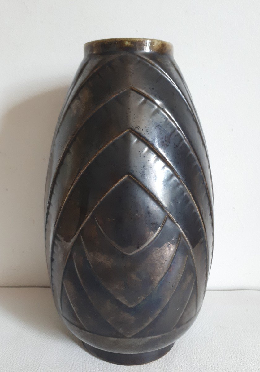 Vase en céramique lustrée Faïencerie du Rhône Labrut Frères 1930 Art Déco