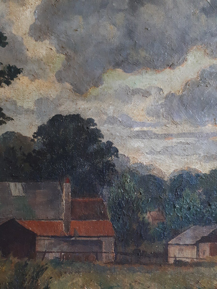 Edward F. KIDD  huile sur toile paysage nuageux - Angleterre - Gathering clouds-photo-4