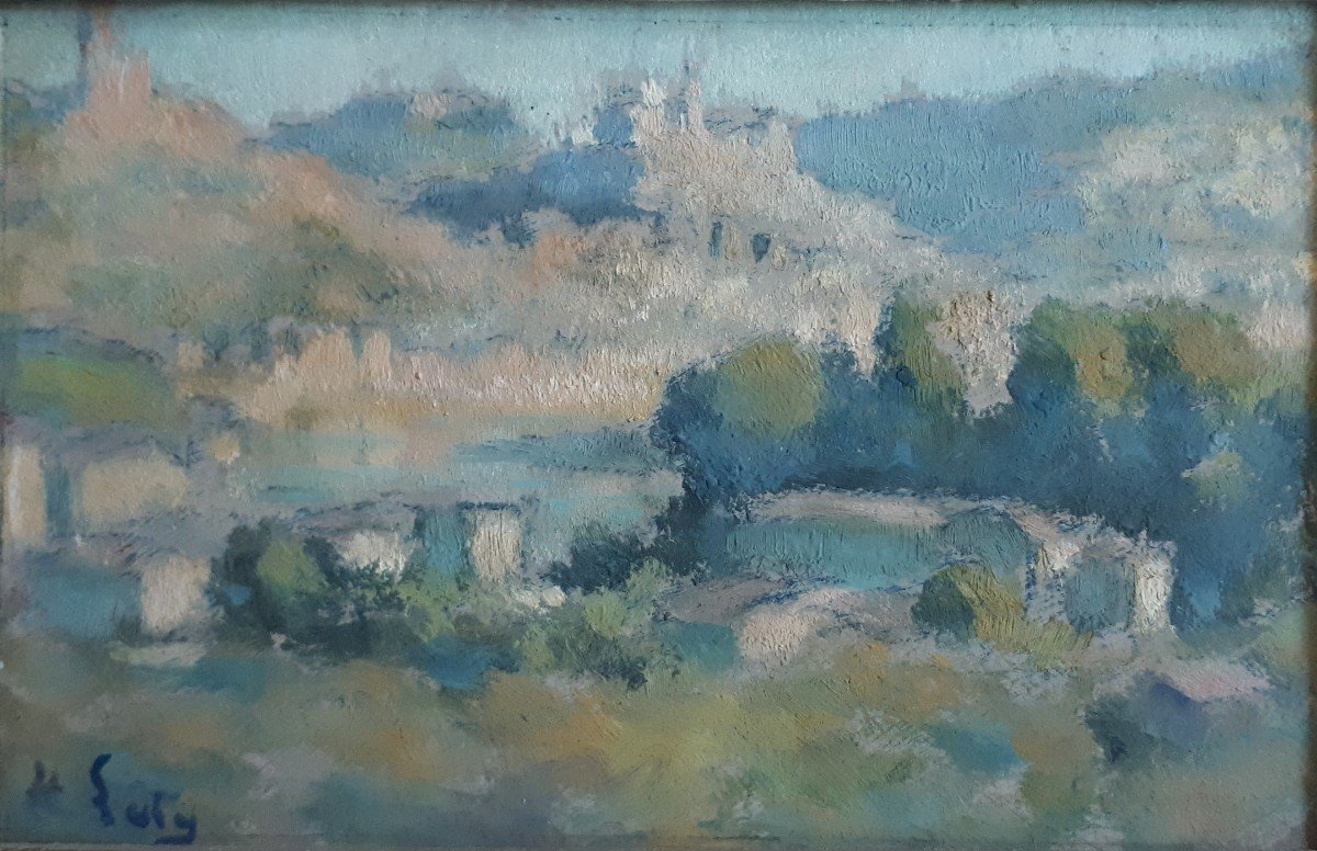 Hippolyte LETY (1878-1959) huile sur panneau paysage Vienne 1949-photo-2