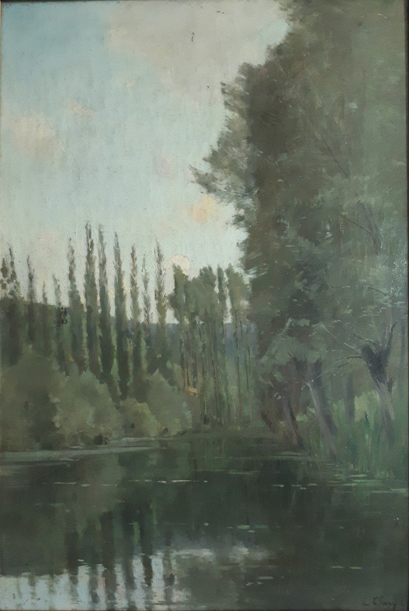 Proantic: Eugène Clary (1856-1929) Oil On Canvas River Landscape