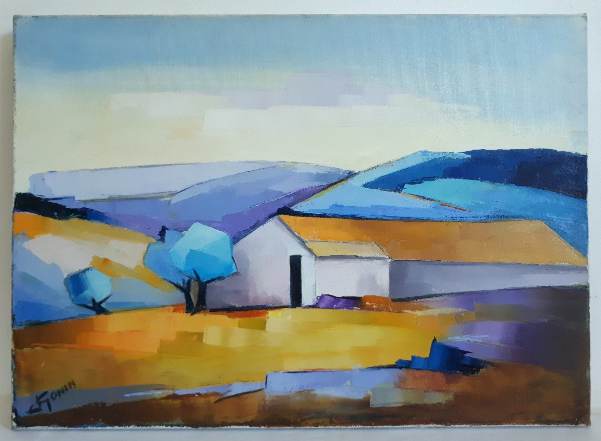 Tableau huile sur toile paysage J. GONIN