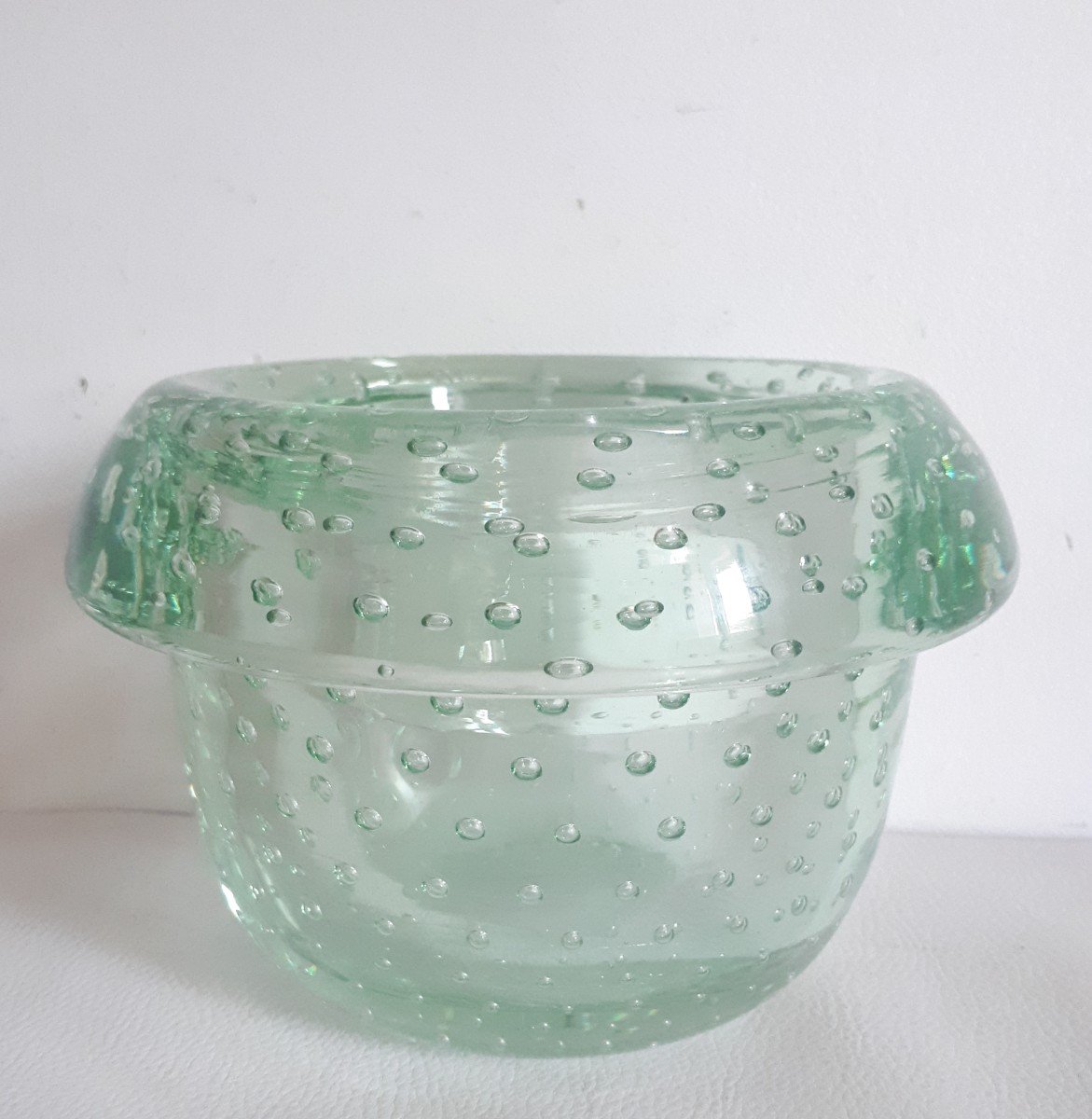 Daum Cut Vase In Bubbled Crystal Glass 1930 Art Deco-photo-2