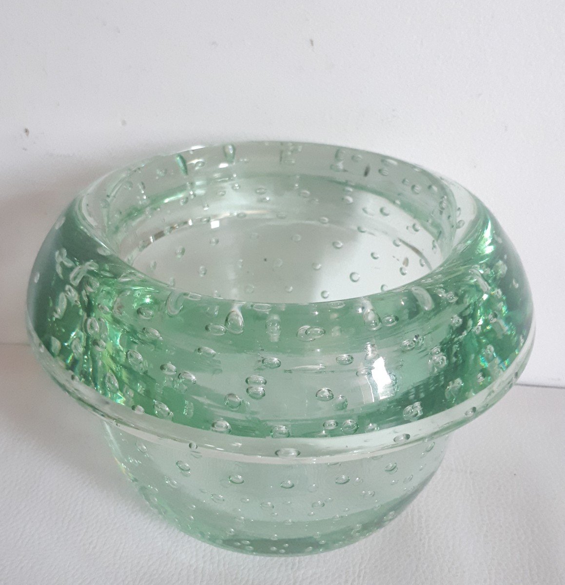 Daum Cut Vase In Bubbled Crystal Glass 1930 Art Deco-photo-3