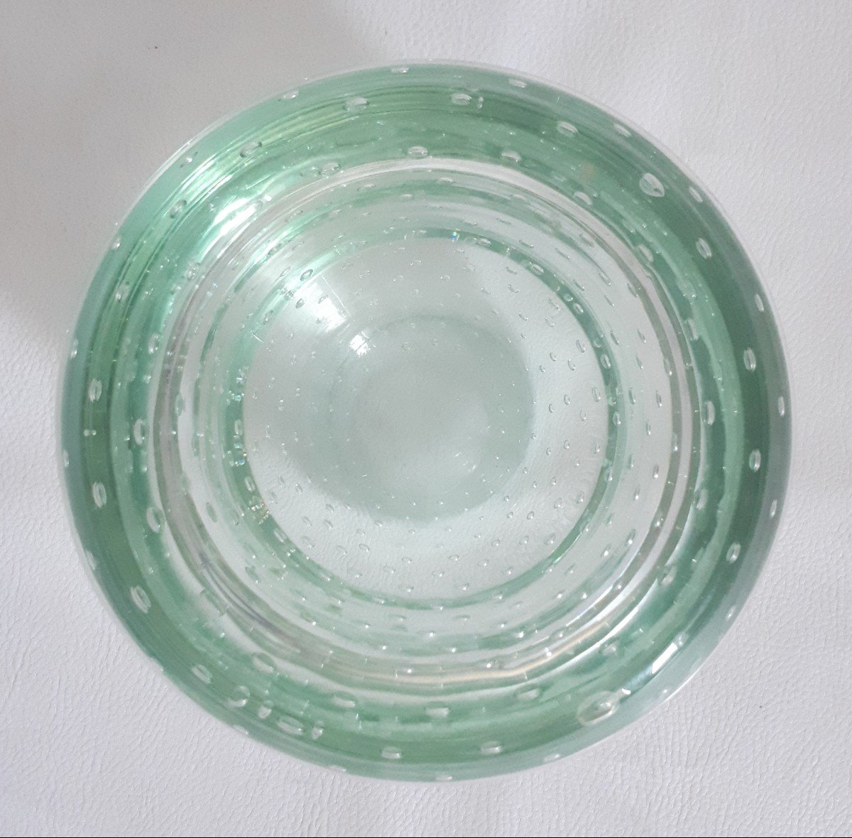 DAUM vase coupe en verre cristal bullé 1930 Art Déco-photo-4