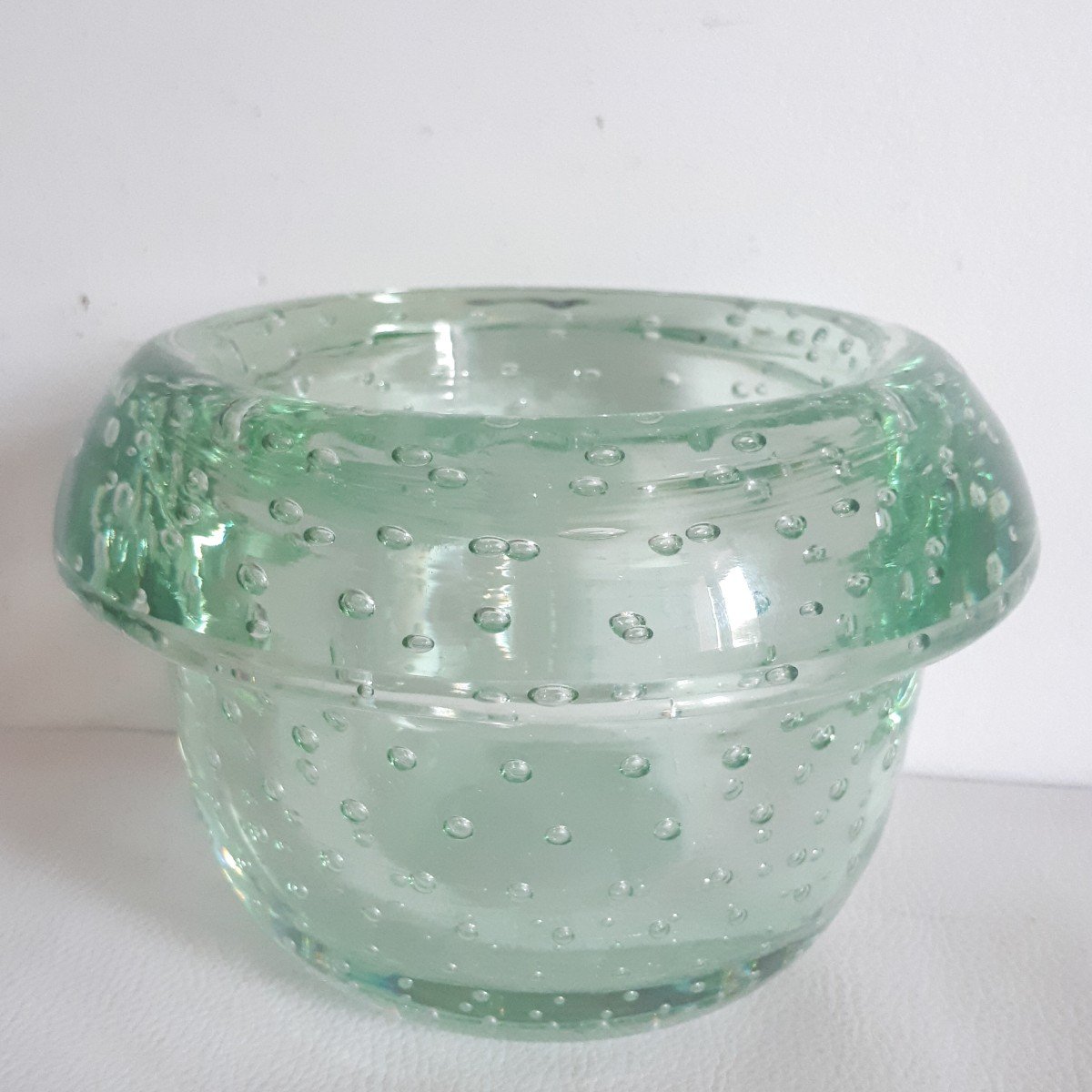 DAUM vase coupe en verre cristal bullé 1930 Art Déco