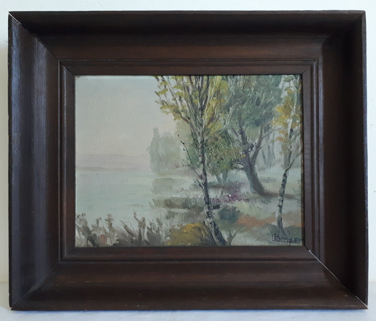 Lucien BROYER Ecole lyonnaise paire d'aquarelles paysages lacustres-photo-3