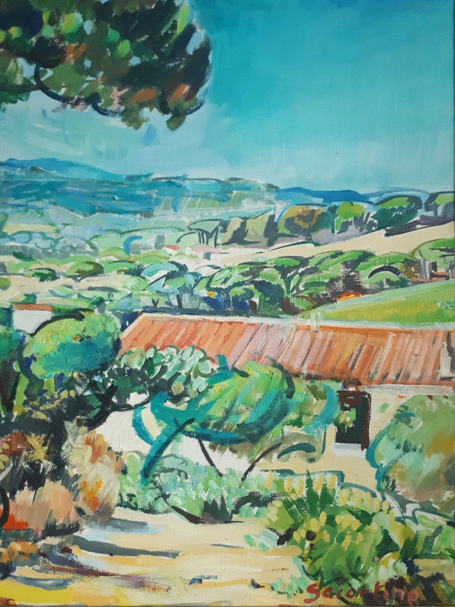 Stéphane SCIORTINO (né en 1925) paysage près du Cap Camarat - Var - huile sur toile 1973-photo-3