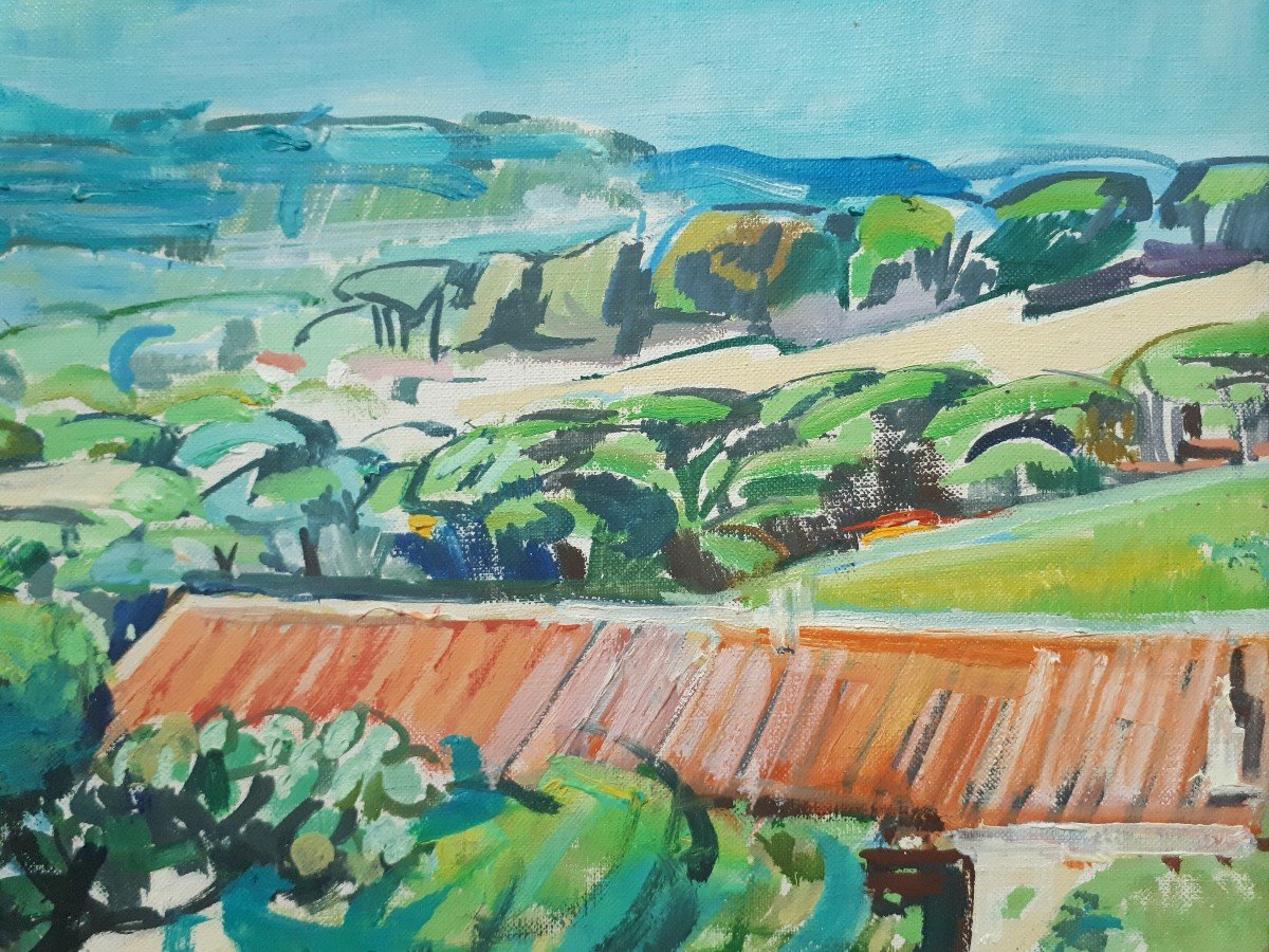 Stéphane SCIORTINO (né en 1925) paysage près du Cap Camarat - Var - huile sur toile 1973-photo-2