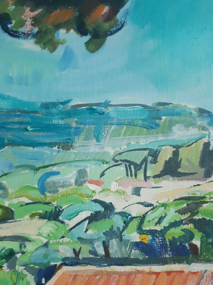 Stéphane SCIORTINO (né en 1925) paysage près du Cap Camarat - Var - huile sur toile 1973-photo-6
