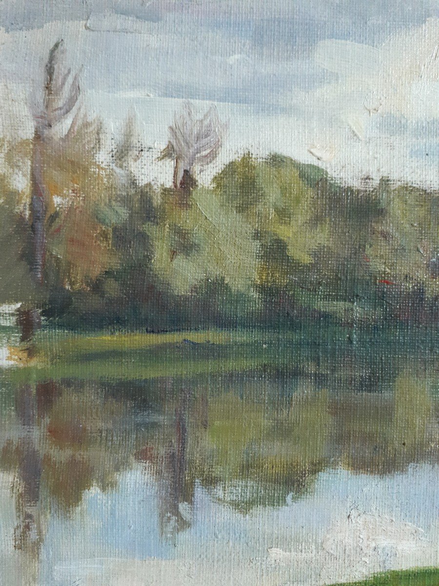 Louis PIOT (1867-1947)  - L'Oise près de l'Isle-Adam - paysage - huile sur toile-photo-2
