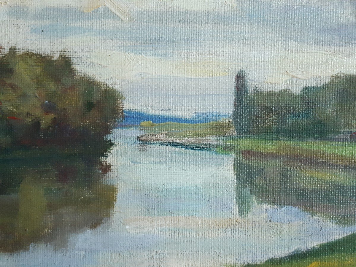 Louis PIOT (1867-1947)  - L'Oise près de l'Isle-Adam - paysage - huile sur toile-photo-3