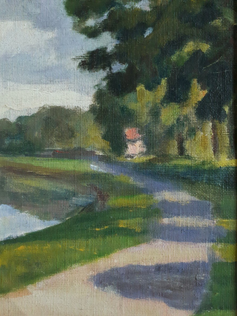 Louis PIOT (1867-1947)  - L'Oise près de l'Isle-Adam - paysage - huile sur toile-photo-4