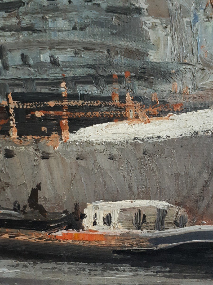 Tableau huile sur toile marine port bateaux Otto Waals-photo-4