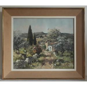 Paysage provençal huile sur toile P. GRIMALDI 